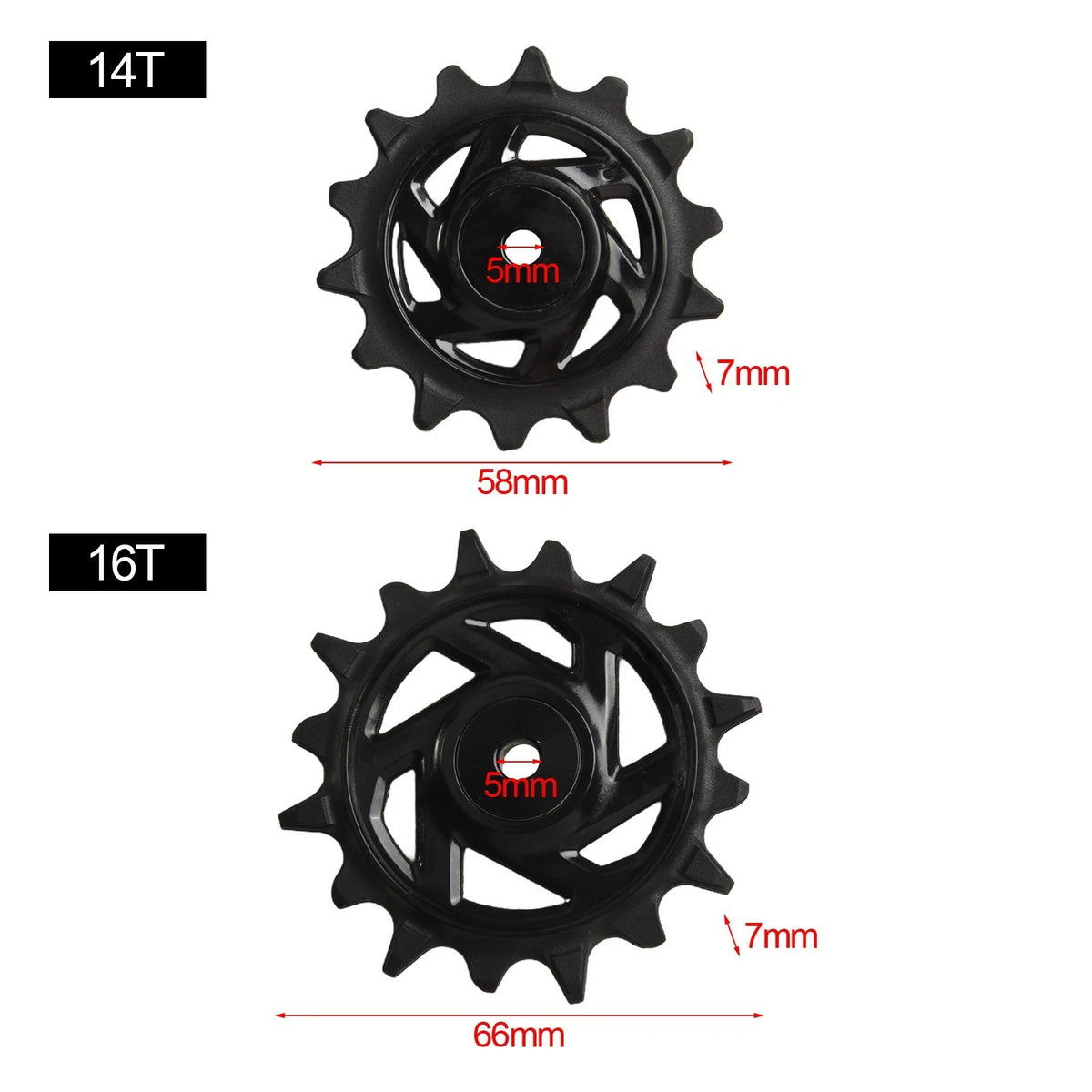 Optimized Gear Ratio Rear Derailleur Pulleys for Wide Range Options