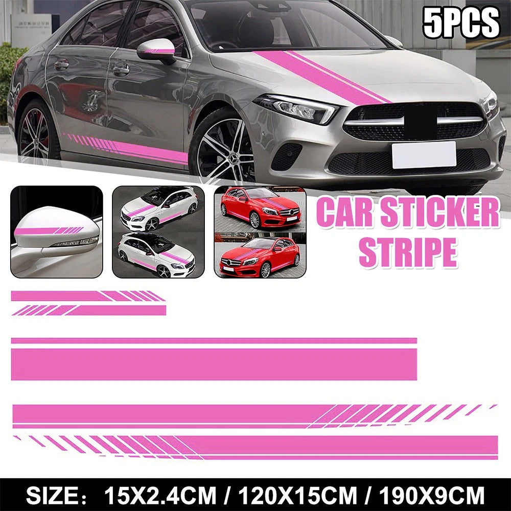 5x Universal Pink PVC Car Body Sticker Stripe Vinyl Decal