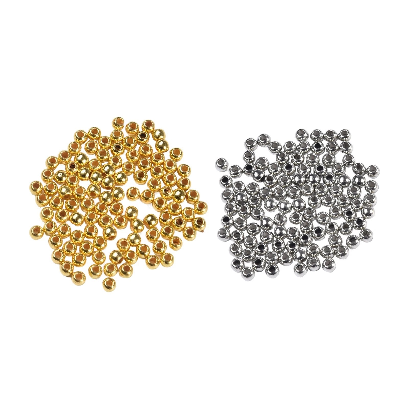 2X Hook Attachment Gold and Silver Beads with Countersunk Holes