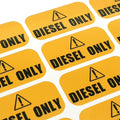 Diesel Only Sticker Labels for Tractors (Yellow)