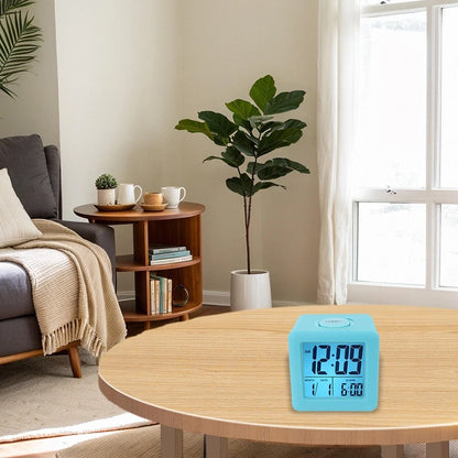 Square LCD Digital Alarm Clock with Smart Light and Silicone Cover