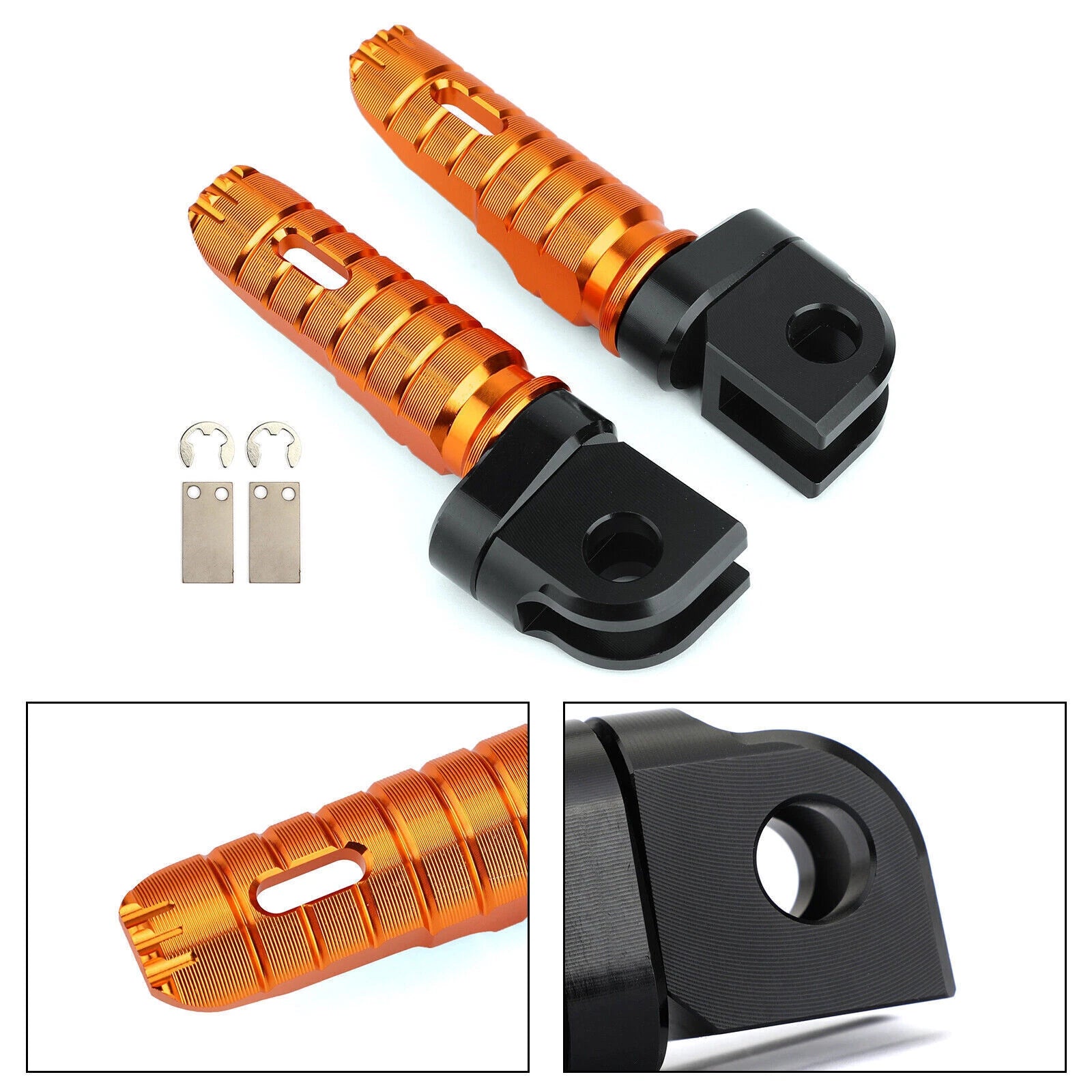 Front Footrests Foot Pegs for Kawasaki Z300 Z400 Z650 Z800 Z900 Z1000 (2013–2023) - Orange T9