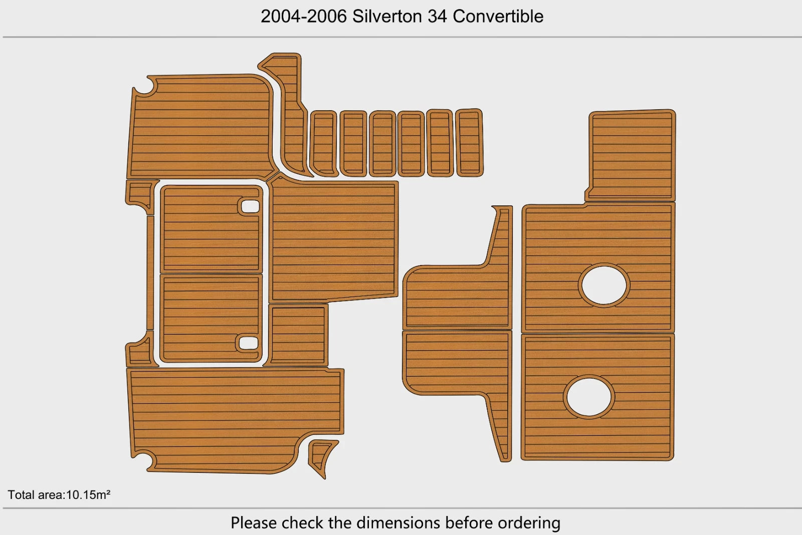 EVA Foam Teak Deck Floor Mat for Silverton 34 Convertible (2004–2006)