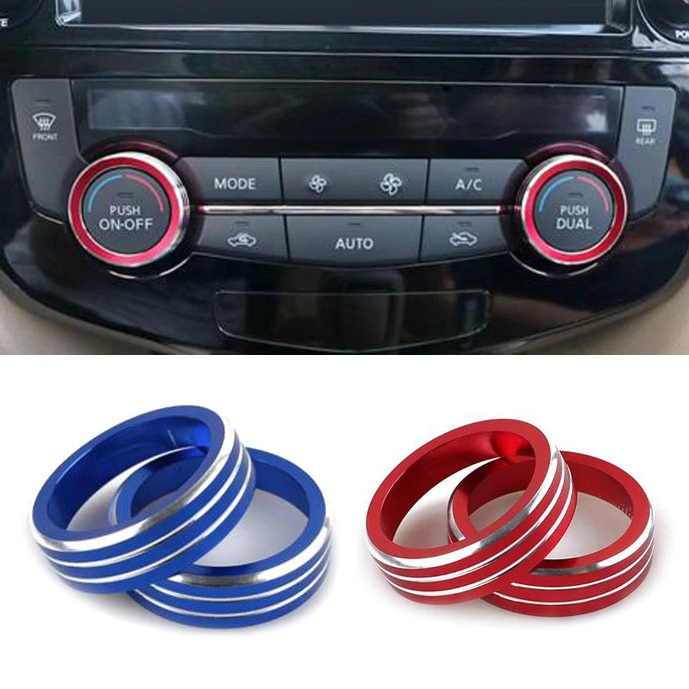 2pcs Car AC Climate Control Knob Ring Cover For Nissan Rogue for x-trail