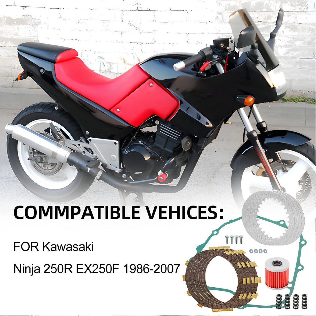 Clutch Springs Kit & Gasket Oil Filter for Kawasaki Ninja 250R EX250 (1986–2007)