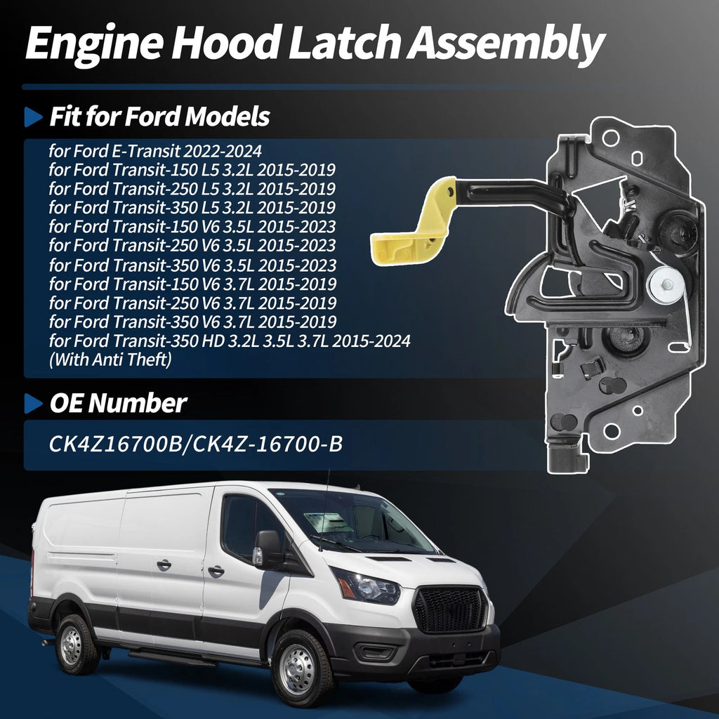 Engine Hood Latch Assembly for Ford Transit-150 2015–2019