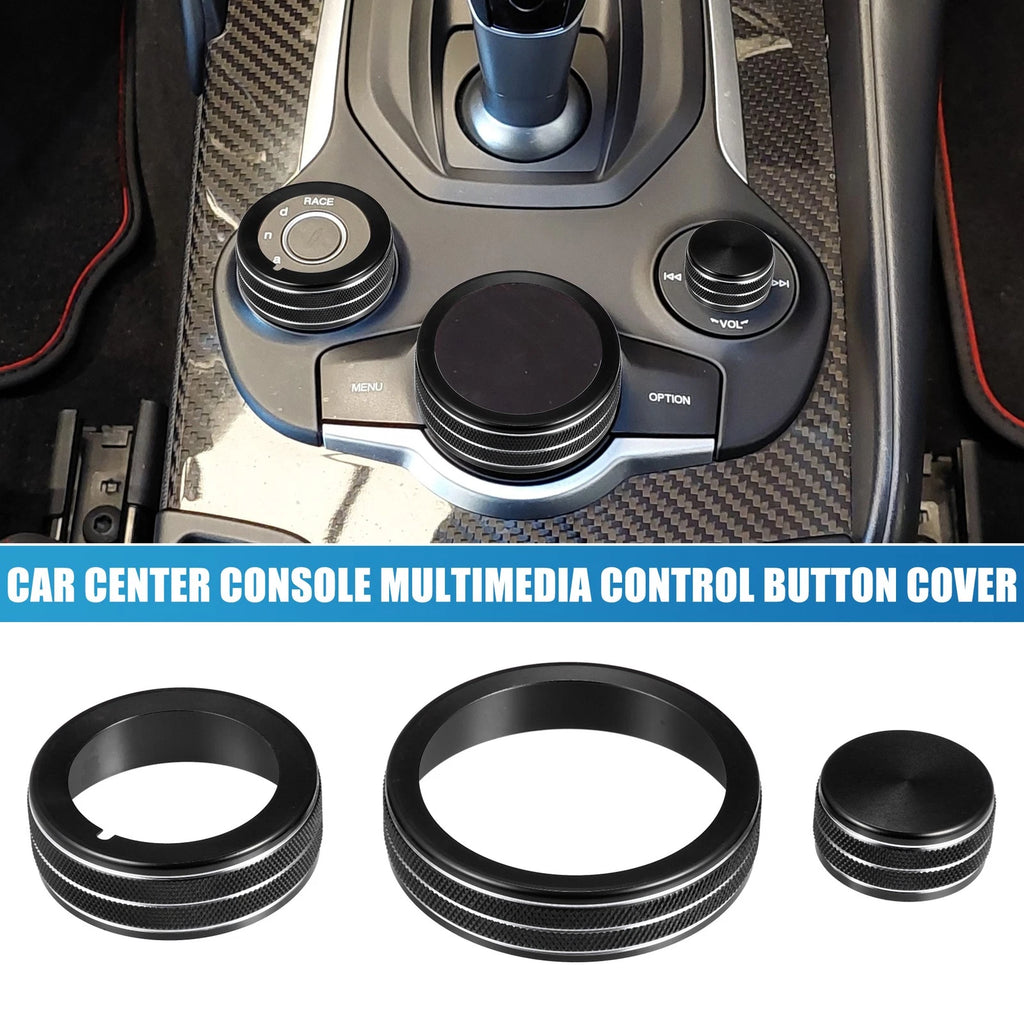 Set of 3 Multimedia Control Button Covers for Alfa Romeo Giulia (2017–2019)