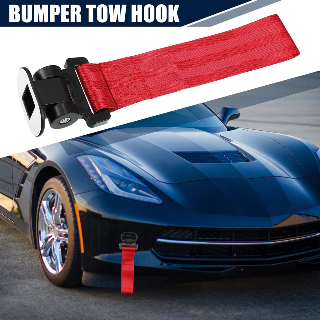 Tow Hook Strap Towing Belt Front Rear for Car Trailer Red (27x6.5cm)