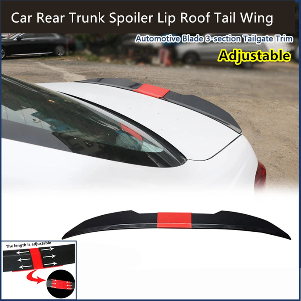 Glossy Black + Red Adjustable Car Rear Trunk Spoiler Lip Roof Tail Wing For Car