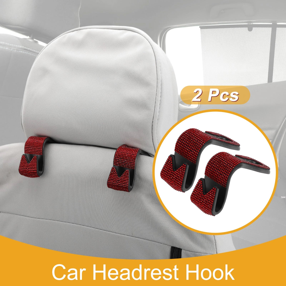 2 Pcs Universal Car Seat Headrest Hook for Hanging Purses Red