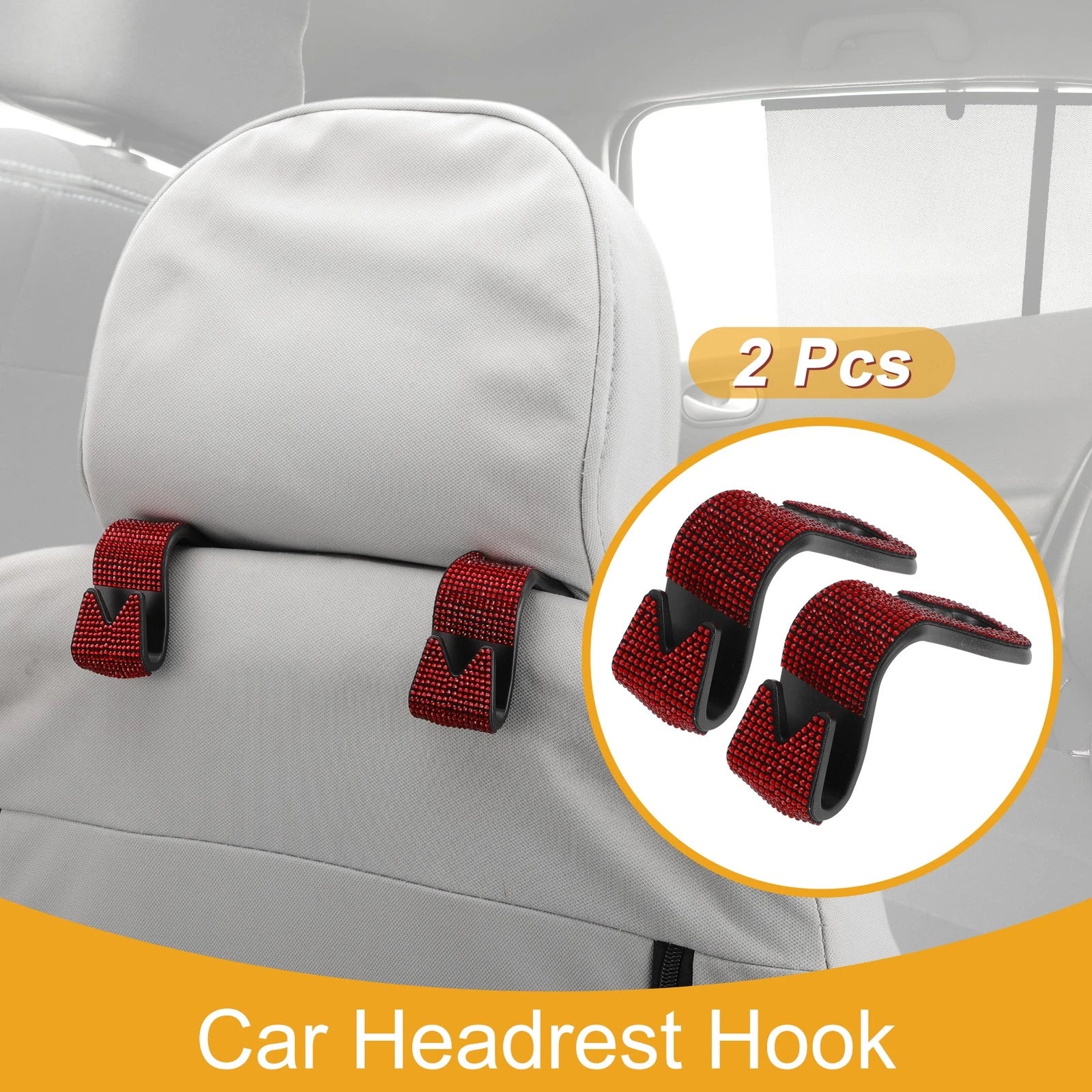 2 Pcs Universal Car Seat Headrest Hook for Hanging Purses Red