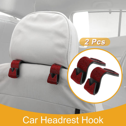 2 Pcs Universal Car Seat Headrest Hook for Hanging Purses Red