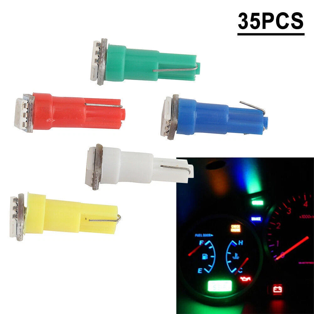35Pcs 12V T5 1-5050-SMD LED Light Bulbs for Dashboard Map License Plate Trunk