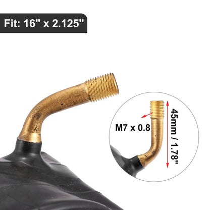 16 Inch Bike Inner Tube Set with 45mm Bent Valve for 16x2.125 (45mm)