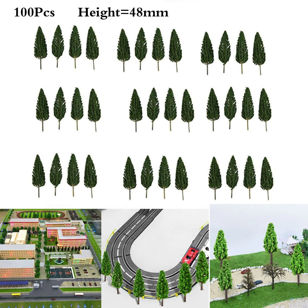 100Pcs 4.8cm Pine Trees for N-Scale Train Layout (N/A)
