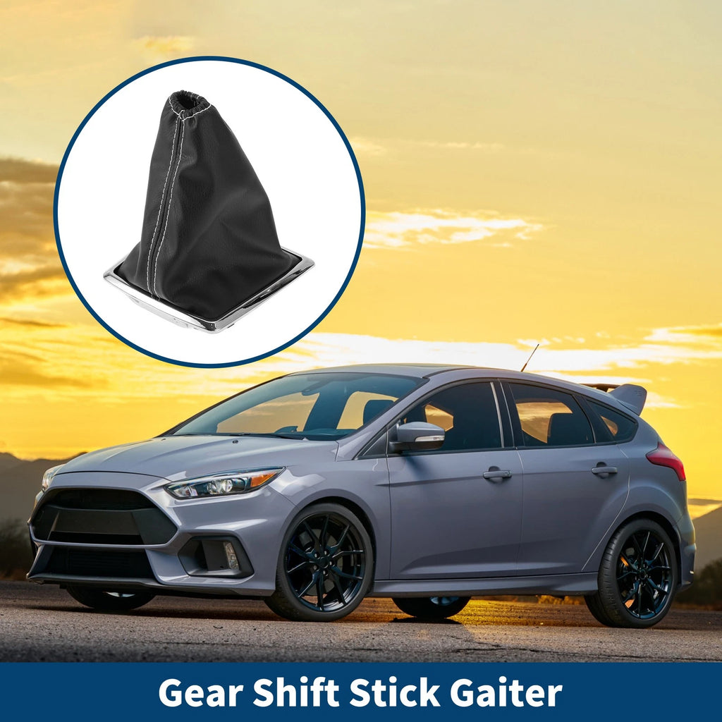 Gear Shift Stick Gaiter for Ford Focus (2005–2012) - Black White Leather