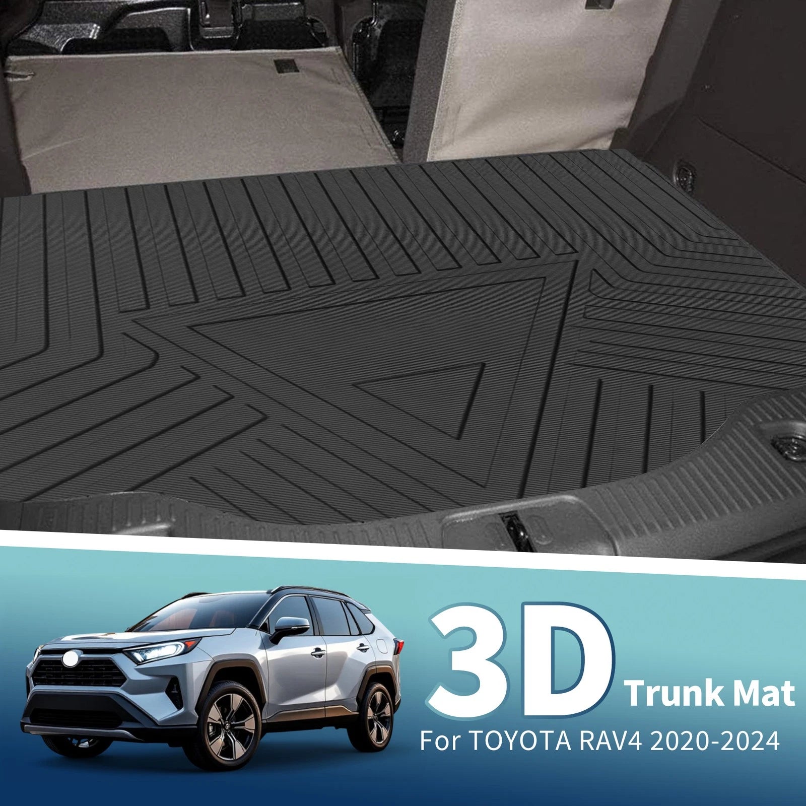 Cargo Liner Rear Trunk Mat TPE Flat Face for Toyota RAV4 (2020–2024)