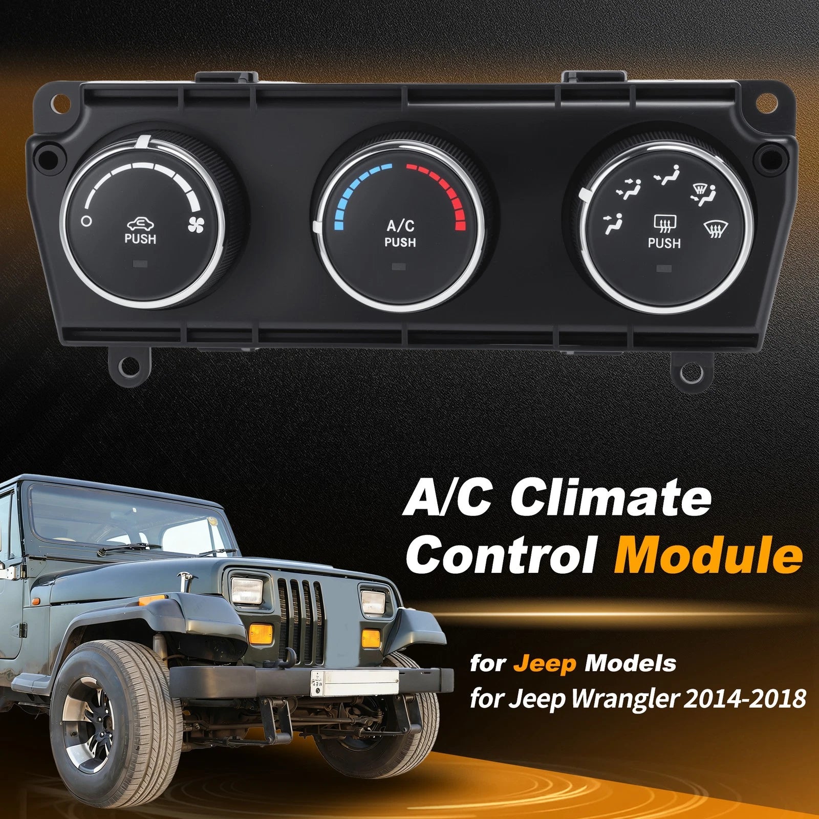 A/C Heater Climate Control Module Panel 68197433AB for Jeep Wrangler (2014–2018)