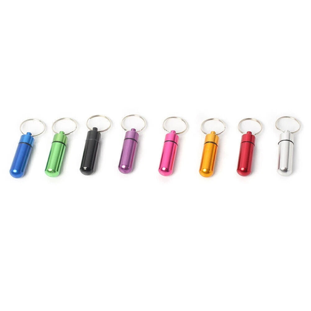 Waterproof Pill Box Case Keyring Aluminum for Outdoor Use (1PC)