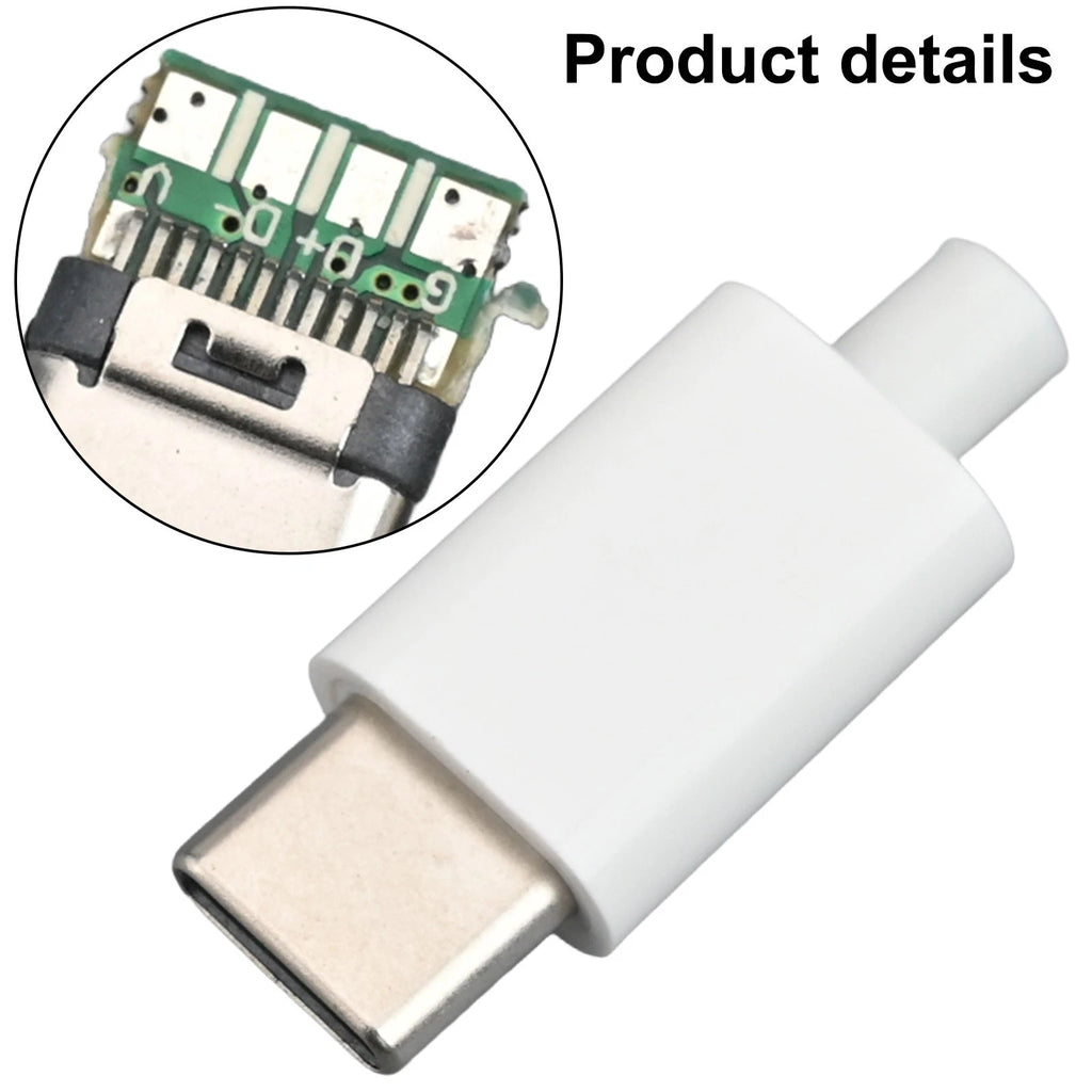 10pcs USB 3.1 Type C Male Connectors (Black/White Shell)