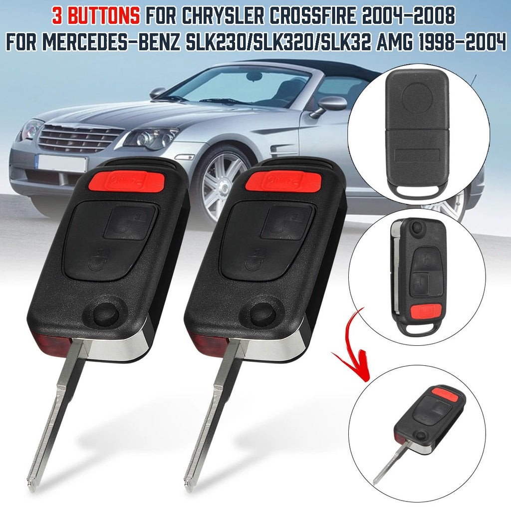2X Key Remote FOB Case 3 Button for Chrysler Crossfire (2004–2008)