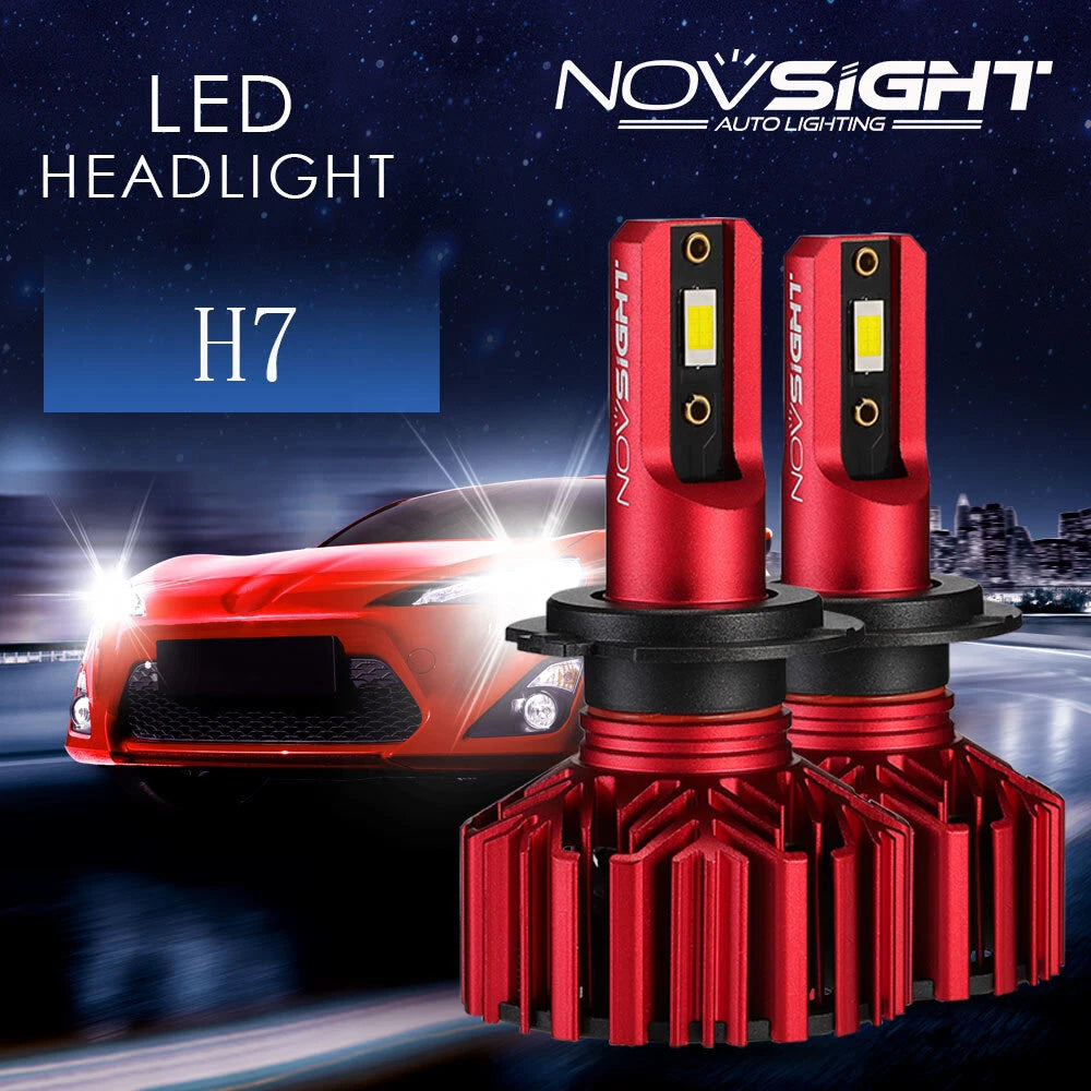 H7 LED Headlight Bulbs Kit for NOVSIGHT (5000LM, 6500K)