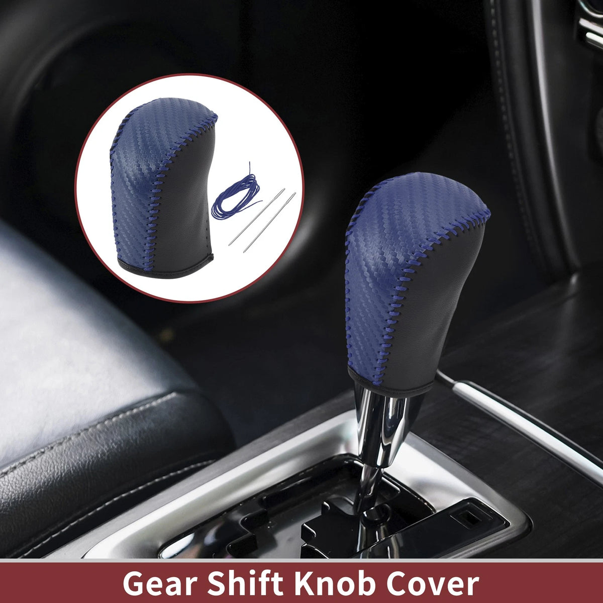 1 Pc Gear Shift Knob Cover for Subaru Forester (2006–2012) Blue Faux Leather