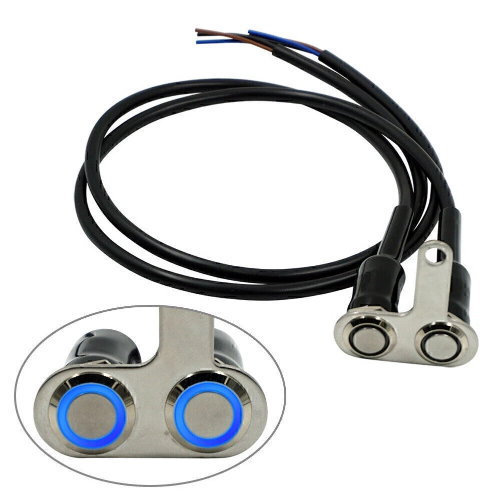 12V Blue LED Handlebar Switch for Motorcycle (Adjustable, Waterproof)