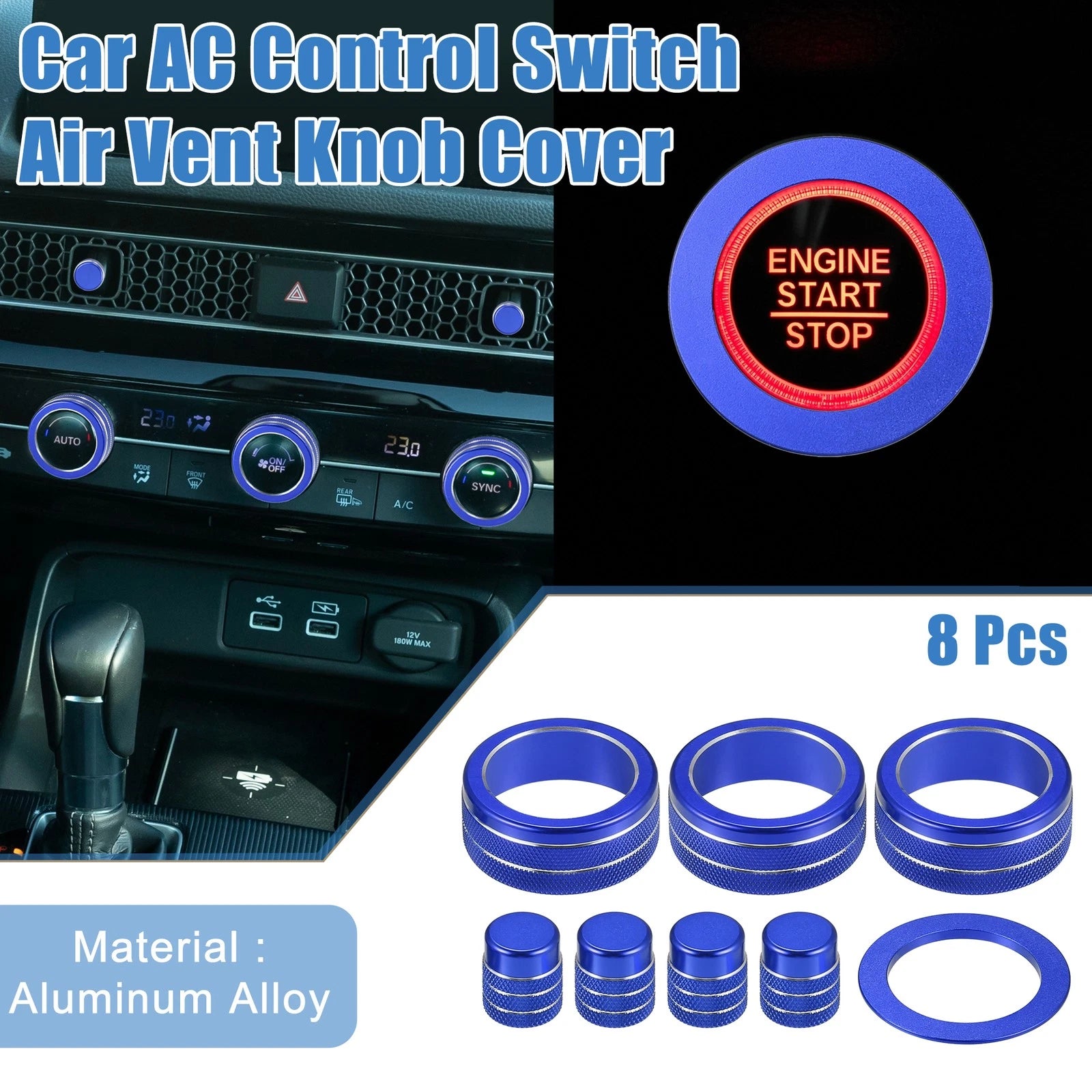 AC Switch Air Vent Knob Cover Set for Honda Civic (2022–2023)