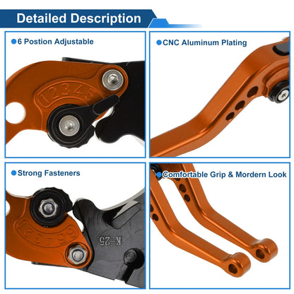 Adjustable Short Brake Clutch Lever for Kawasaki Ninja 300/Z300 (2013–2017) Orange