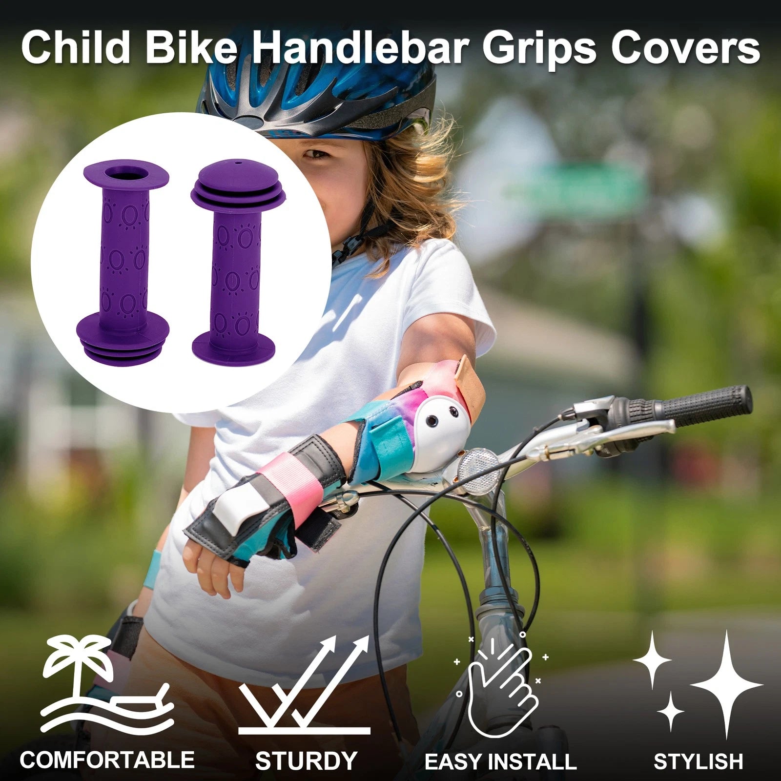 Handlebar Grip Cover 105mm Soft MTB End Grips Protector for Child Bike (1 Pair)