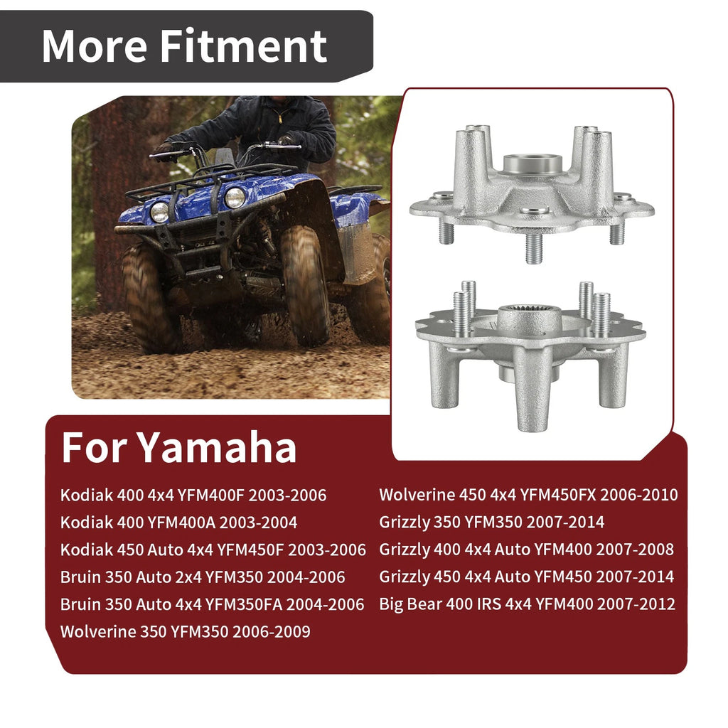 2X Front Wheel Hub for Yamaha Wolverine YFM350 (2006–2009) YFM450FX (2006–2010)