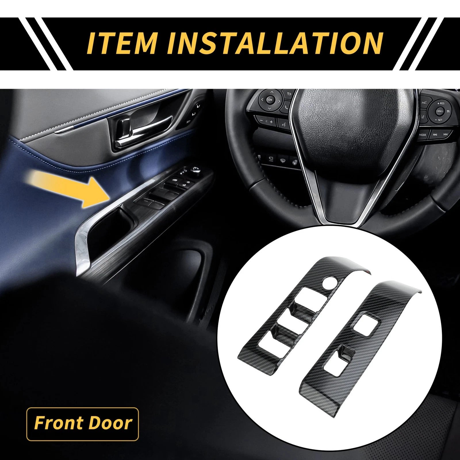 Carbon Fiber Pattern Front Door Window Switch Panel Set for Toyota Tacoma (2016–2023)