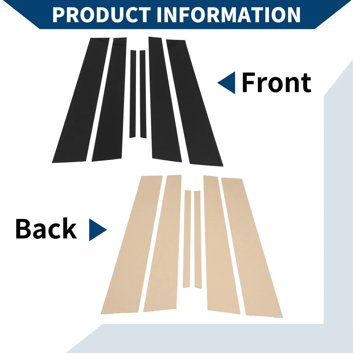 Set of 6 Door Pillar Window Trim for Acura TL (2004–2008) Black