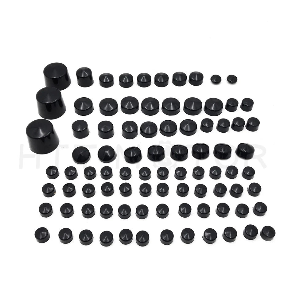 87pc Black Bolt Cap Dress for Harley Softail (2000–2006)