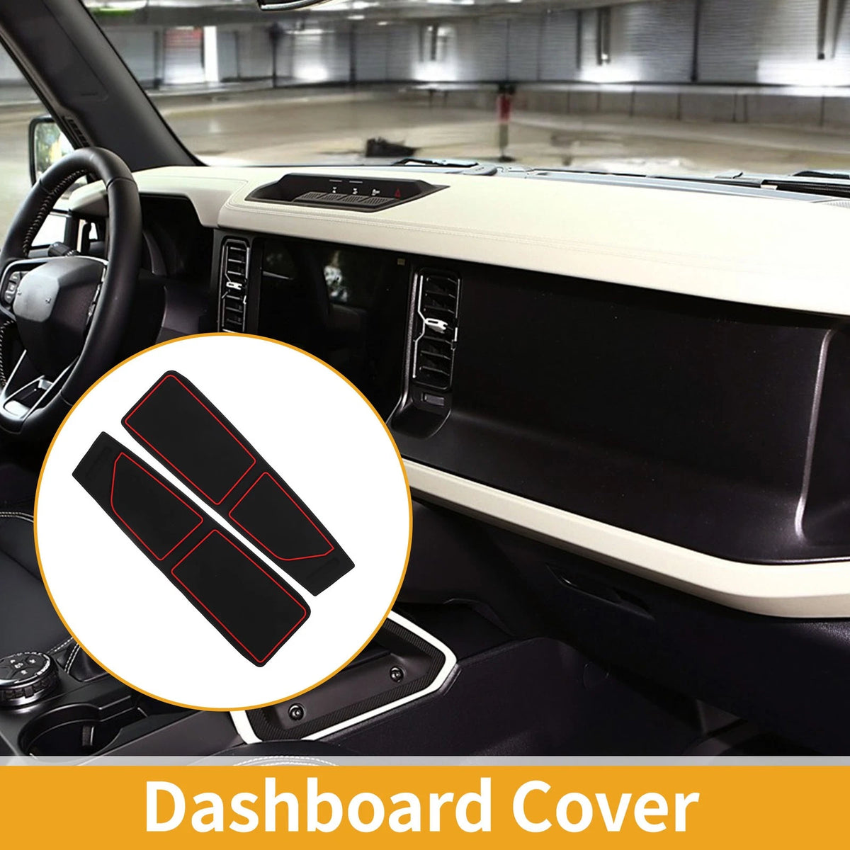 Dashboard Cover for Ford Bronco (2021–2024) Black Red Set of 1
