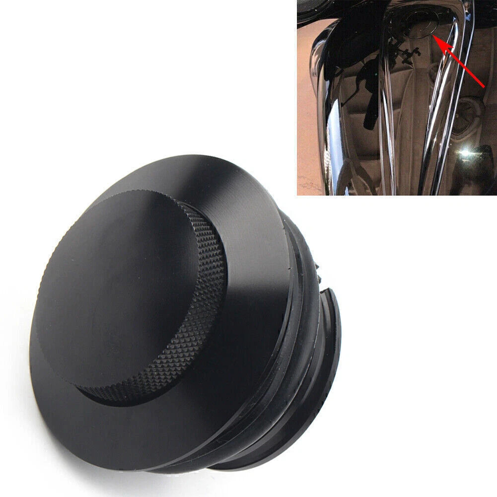 Flush Pop Up Reservoir Gas Cap for Harley Davidson (Vented, Black)