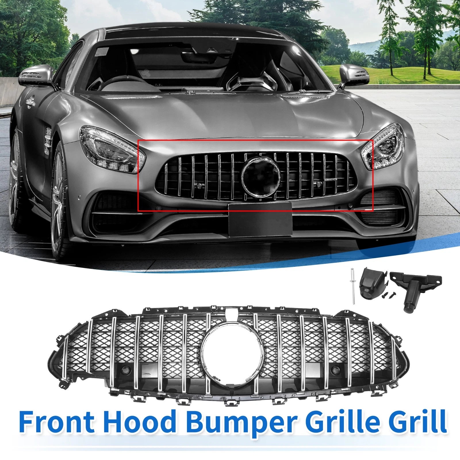 Front Upper Bumper Grille Grill Replacement for Mercedes-Benz CLS450 (2019–2021)