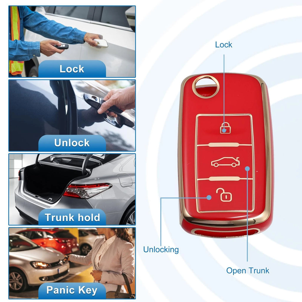 Smart Key Fob Case Cover Silicone for Volkswagen Tiguan (2010–2017)