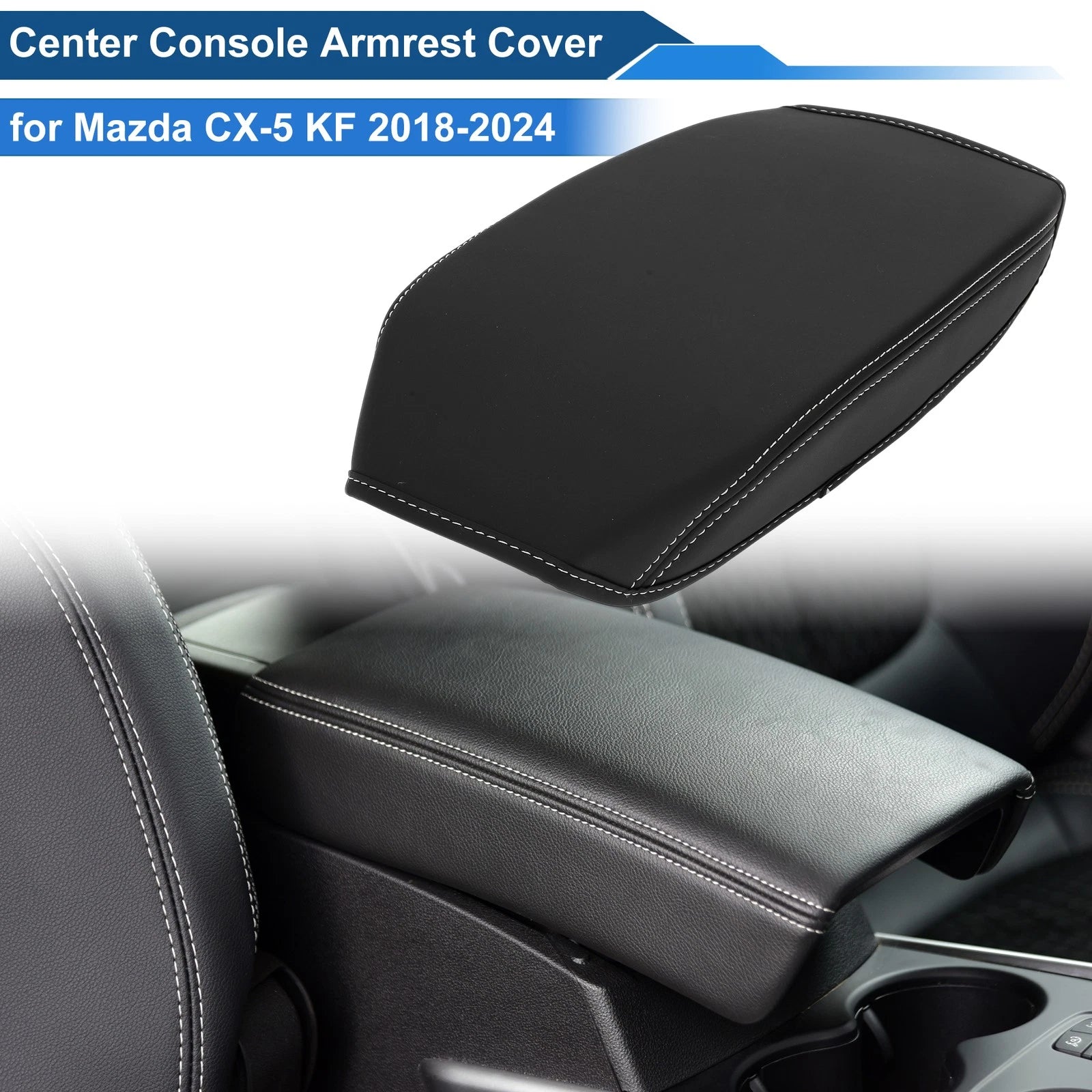 Armrest Cover for Mazda CX-5 (2018–2024) Anti-Scratch Black White