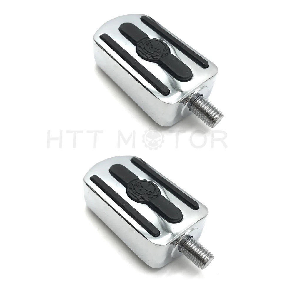 2X Chrome Gear Furious Skull Shifter Peg Toe Heel Rest Peg for Harley (1984–2017)