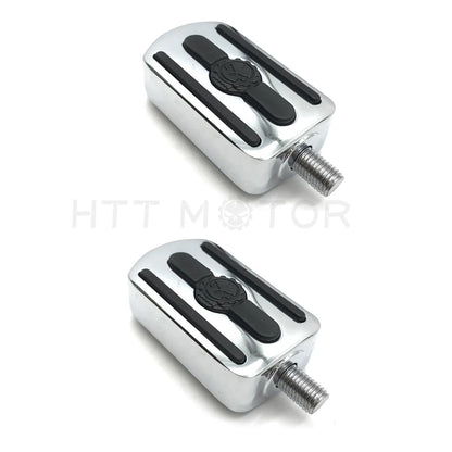 2X Chrome Gear Furious Skull Shifter Peg Toe Heel Rest Peg for Harley (1984–2017)