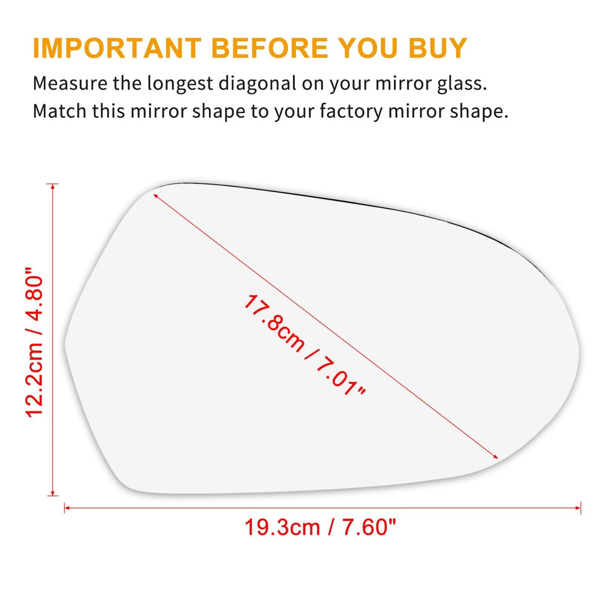 Heated Side Mirror Glass with Backing Passenger Right for Audi A6 Quattro S6 (2012–2020)
