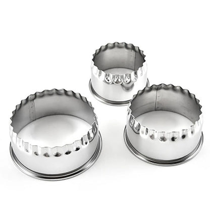 Set of 3 Crinkle Metal Pie Tart Cookie Cutters