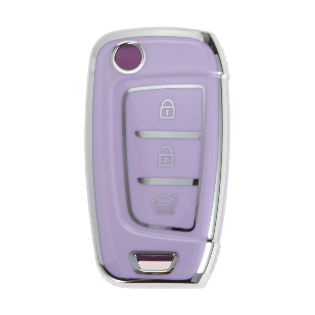 TPU Key Case with Silver Trim for Hyundai i10 (Buttons) (2014–2019)