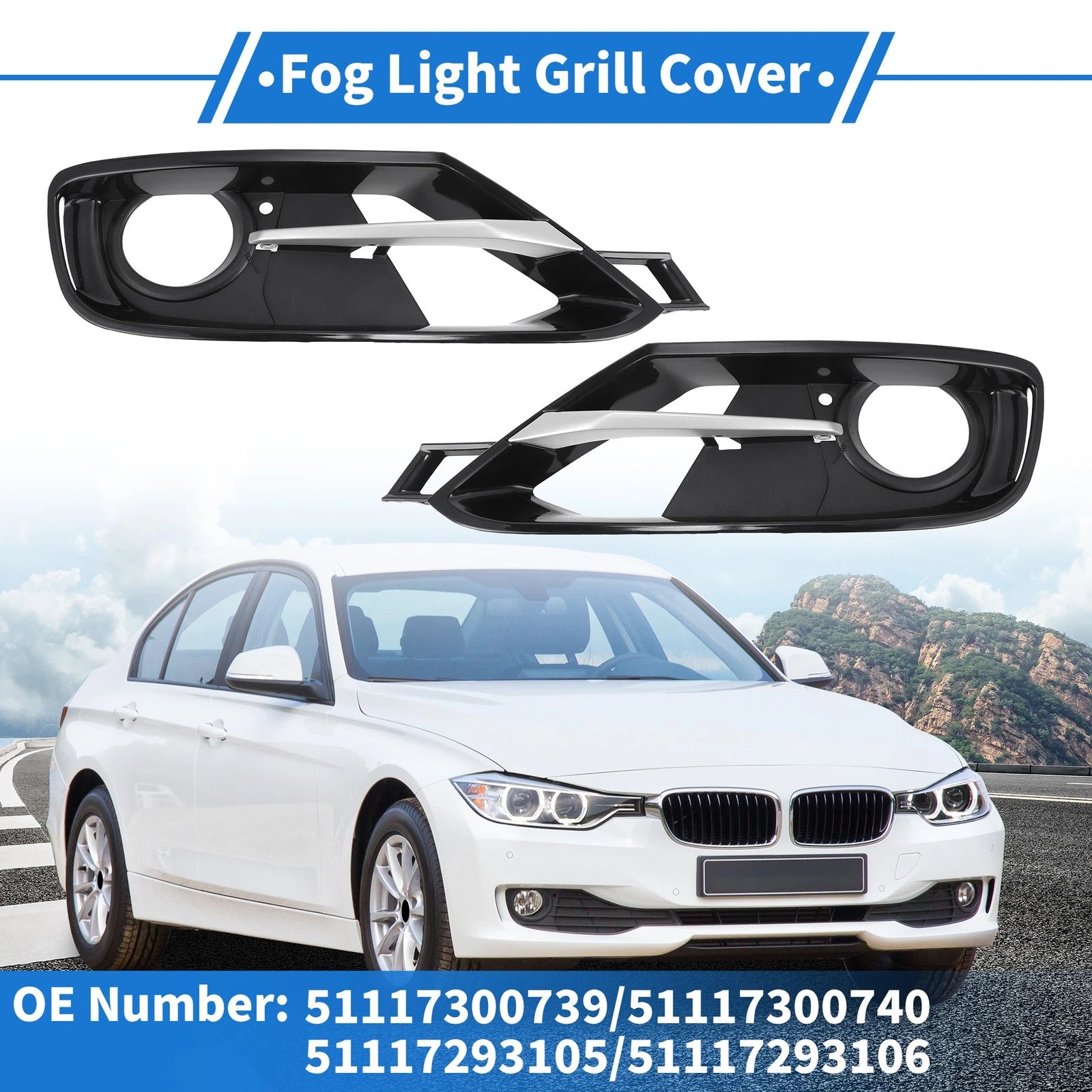 Fog Light Grill Front Set Left Right for BMW 3 Series (2006–2011)