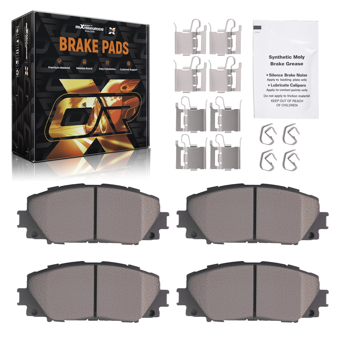 Front Ceramic Brake Pads Kit for Toyota Prius (2010–2022), Yaris (2007–2018), Corolla (2020)