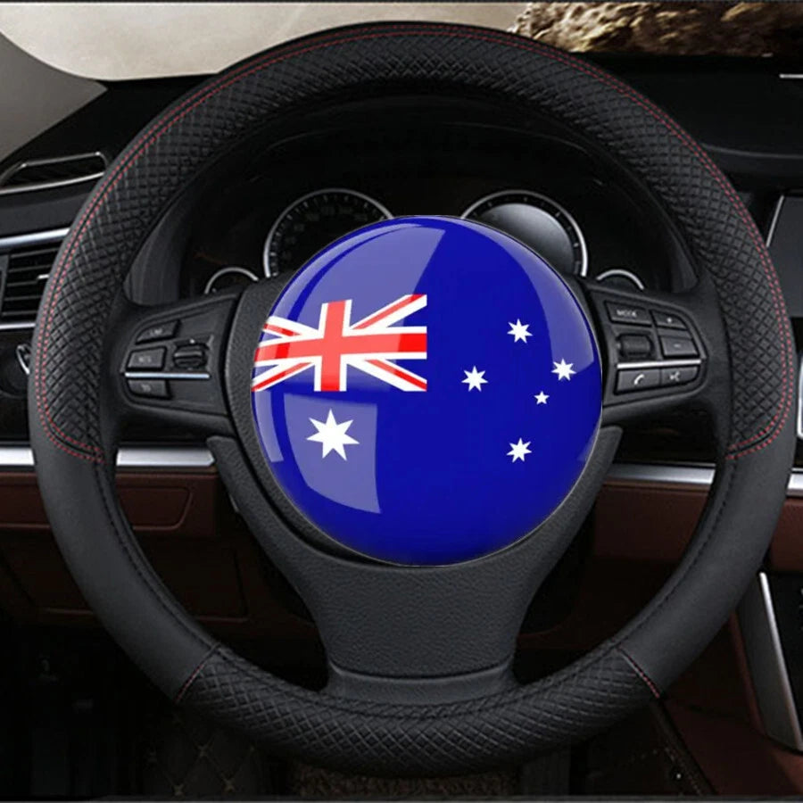 38cm PU Leather Anti-slip Steering Wheel Cover Universal