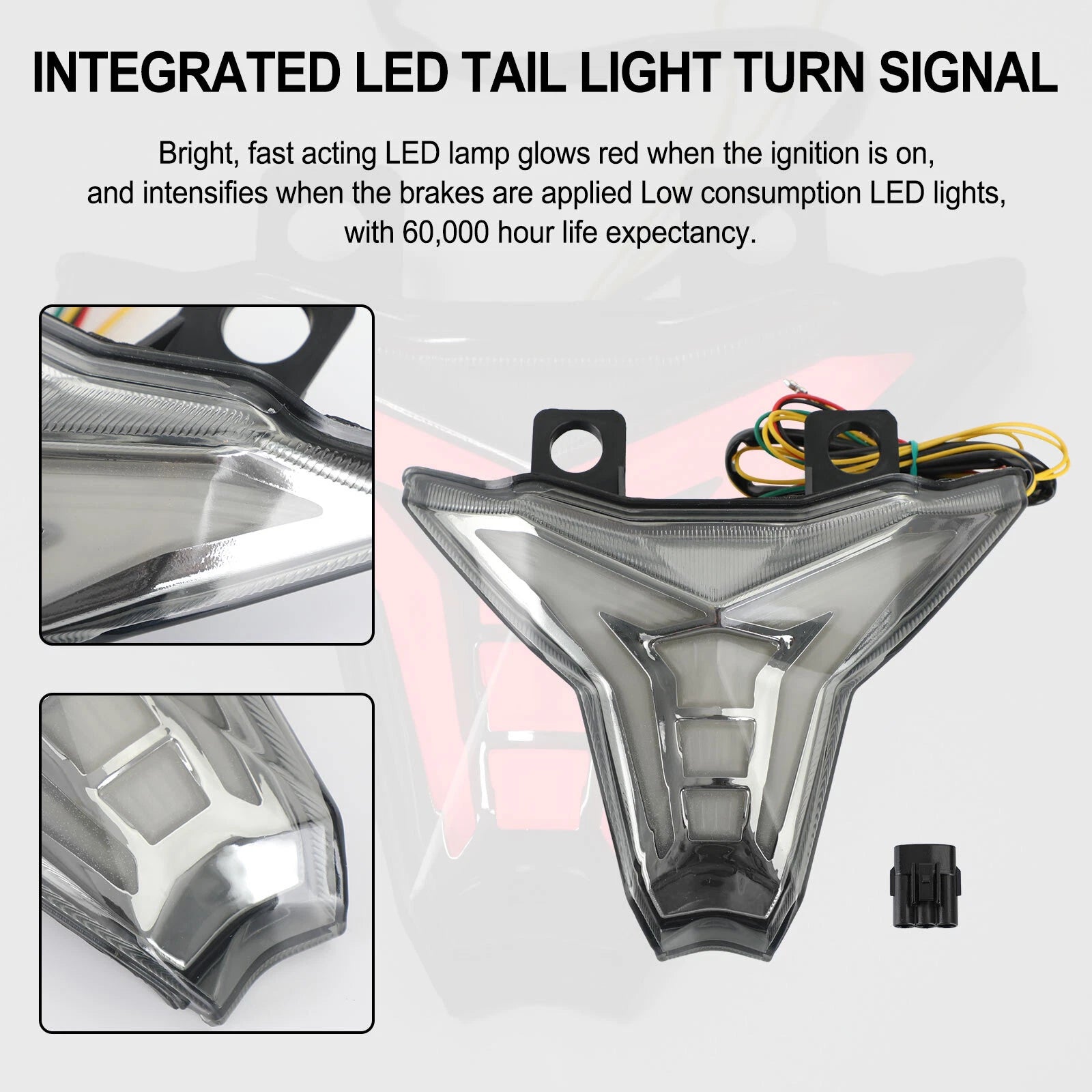 Integrated Tail Light Turn Signal for Kawasaki Ninja ZX10R Z1000 (2013–2022) Black T9