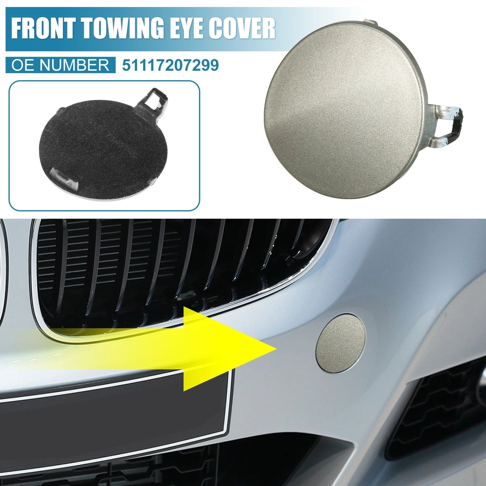 Front Tow Hook Cover Replacement for BMW 3 Series E90 E91 (2009–2012)